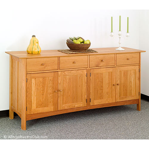 New England Wood Chatham Long Sideboard with Glass Hutch Top